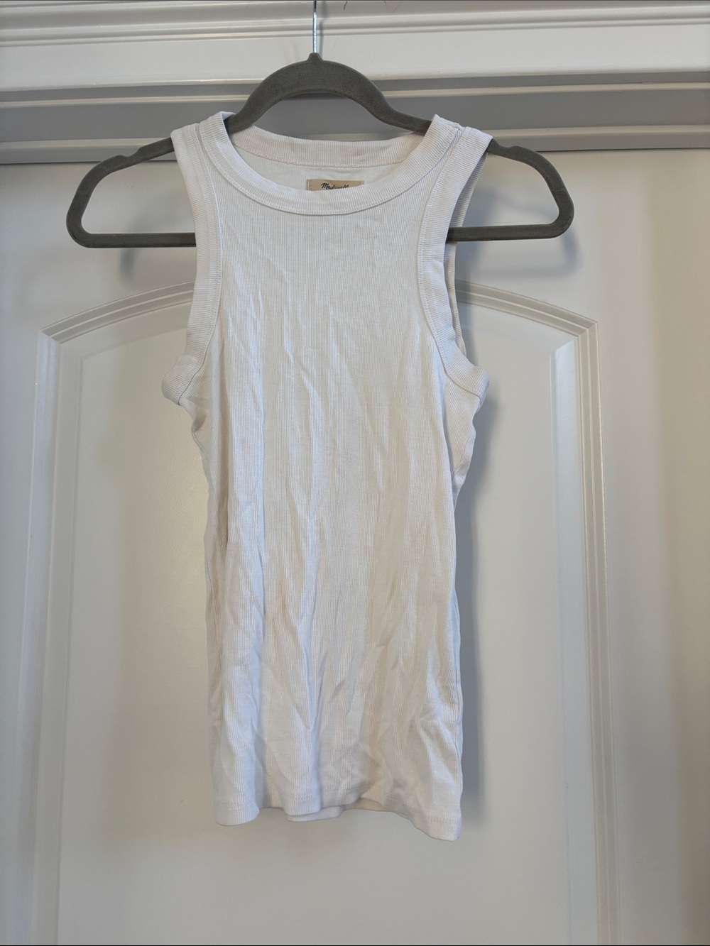 Madewell White Ribbed Tank - Sleeveless Crewneck